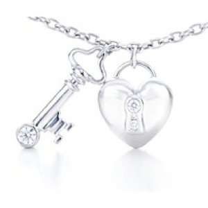    Bling Jewelry Heart Padlock & Key Charm Necklace 16 Inches Jewelry
