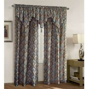    84 Long Plumage Sheer Blue And Brown Curtain Panel