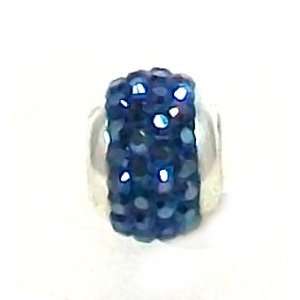   Blue Crystal Ball Bead with Pave Swarovski Crystals For Petites Charm