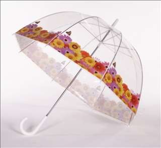 See Through Clear Flower Butterfly Bubble Umbrella  