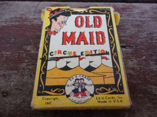 1947 Educards OLD MAID Circus Edition Card Game  