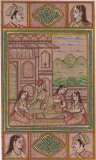 Mughal Moghul Mogul Miniature Painting Handpainted Harem Ethnic Indian 