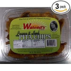 Waleeds Pita Chip   Lemon and Herb, 16 Ounce (Pack of 3)  