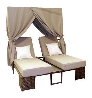 DOUBLE POOL PATIO CHAISE LOUNGE CHAIR SET w/ CANOPY  