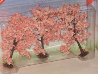 HO Scale  CHERRY TREES   3 pack BLOOMING CHERRY BLOSSOM PARK / ORCHARD 