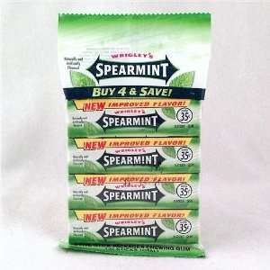   Spearmint 4 Five Stick packages chewing gum 022000006868  
