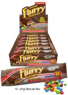   Flurry Protein Bar Double Chocolate   M&Ms 12 bars 689570403864  