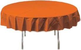 Orange Plastic Round Tablecloth 82  
