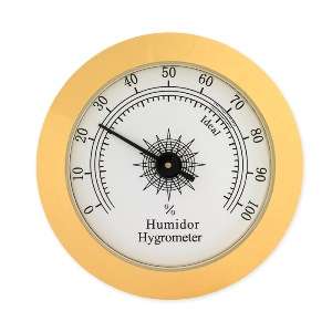 Brass Analog Hygrometer with Glass Face for Humidors  