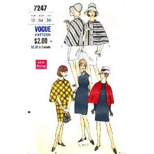  Vogue 7247 Vintage Sewing Pattern Slim Dress & Cape Size 