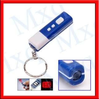 Blue Mini LCD Projection TIME Clock Digital Keychain  