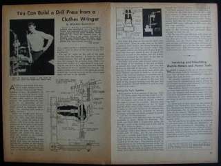Drill Press Built from Clothes Wringer 1943 HowTo PLANS  
