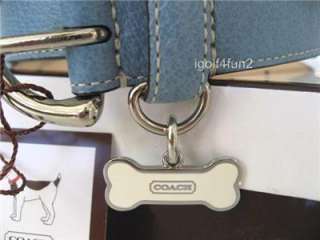 COACH Leather Dog Collar Leash Set Ocean Blue XL Extra Large NIB 
