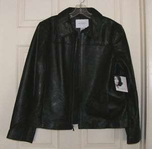 New Womens Jaclyn Smith Black 100% Leather Jacket XL  