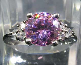 Fashion Jewelry Gift Pink Sapphire Fine Topaz Stone White Gold GP Ring 