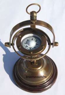 Antique Brass Nautical Ships Gimballed Vintage Compass  