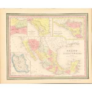  Antique Map of Central America, Mexico & Guatemala, 1854 