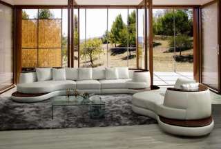 Ultra Modern White Leather Sectional Sofa Chaise Contemporary Style 