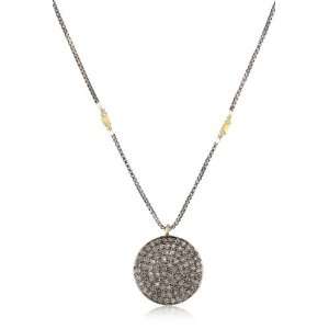   Designs Pave Diamond Disc with Antiqued Box Chain Necklace Jewelry