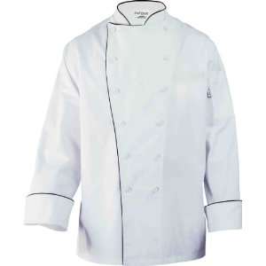 Chef Works TRCC WHT Sicily Executive Chef Coat, White, with Black 