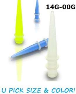 PAIR 2 GLOW IN THE DARK TAPERS EXPANDERS GAUGES 14G 00G  