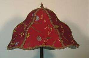   Waterfall Style Victorian Lampshade Red embroidered Fabric  