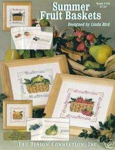 Summer Fruit Baskets Cross Stitch Chart Country Farm Linda Bird 