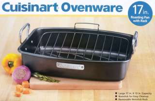 New Cuisinart 17 x13 Non Stick Roasting Pan with Removable Rack 