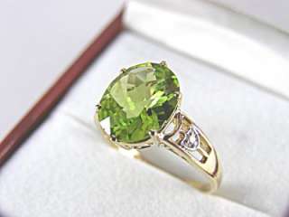 Peridot & Diamond Accent Ring 3.30ct 10k Size 7 Resizable 5.5 8.5 