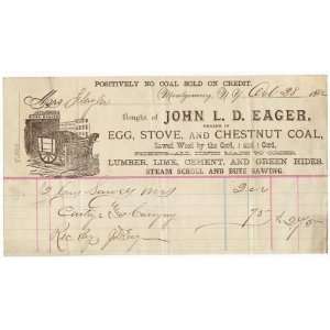   , New York, Billhead, John L. D. Eager, Coal Dealer 
