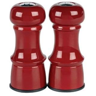 Trudeau 4 1/2 Inch Metal Salt and Pepper Shakers, Red Colored Finish