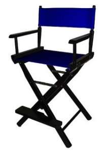 NEW 24 Director Chair   Black w/ Navy Blue Canvas  