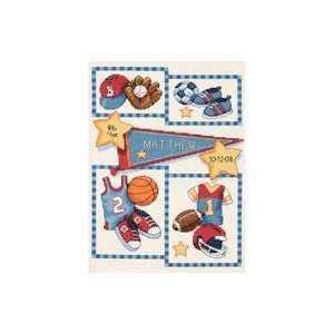   Little Sports Birth Record Counted Cross Stitch Kit