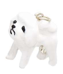   Silver & Enamel White Bichon Frise Dog Charm Pendant Jewelry  