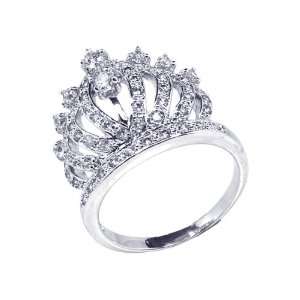  Sterling Silver CZ Crown Rings Size 5 Jewelry