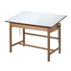 ALVIN Titan II Solid Oak Drafting Table w/37.5 x 72 Top  