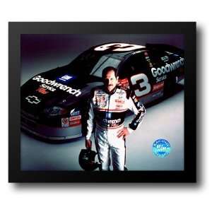 Dale Earnhardt portrait in front of car holding helmet 14x12 Framed 