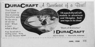 Original 1958 Vintage Ad Duracraft Duraflite Boats Monticello,Arkansas 
