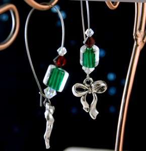   CANE GLASS SWAROVSKI CRYSTALS LONG HYPOALLERGENIC EARRINGS  
