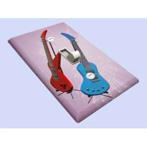  Red and Blue Electric Guitars Decorative Switchplate Cover 