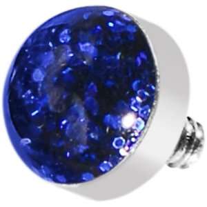  Bold Blue Glitter Dome Dermal Top Jewelry