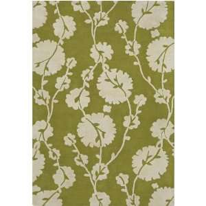  Green Floral Hand Tufted Wool Area Rug By Amy Butler 5.00 