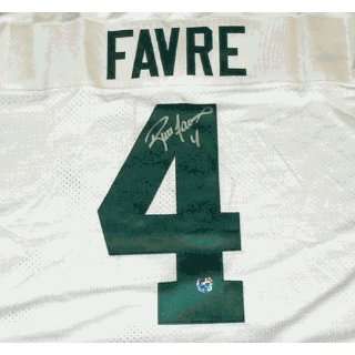  Autographed Brett Favre Uniform   White Reebok Official 