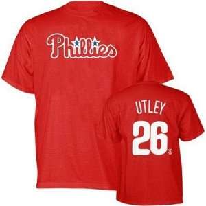 Chase Utley (Philadelphia Phillies) Name and Number T Shirt (Red)