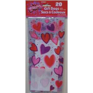  Valentines Day Hearts Cello Bags 20ct. With Ties Health 