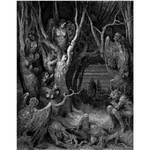  Window Cling Gustave Dore Dante The Harpies Wood