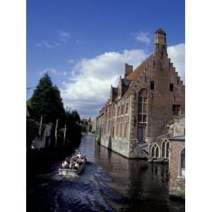 Hans Memling Museum and Canal Boat on the River Dijver, Bruges 