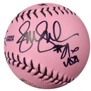 Jennie Finch Autographed Pink Dudley Softball #27 USA PSA/DNA