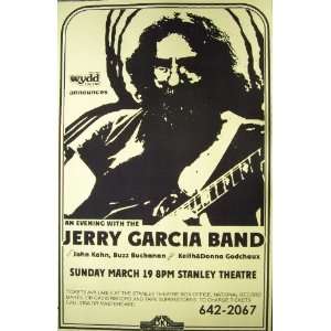 Jerry Garcia Band Stanley Theatre Concert Sheet 11 X 17