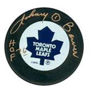 Johnny Bower Autographed Toronto Maple Leafs Hockey Puck